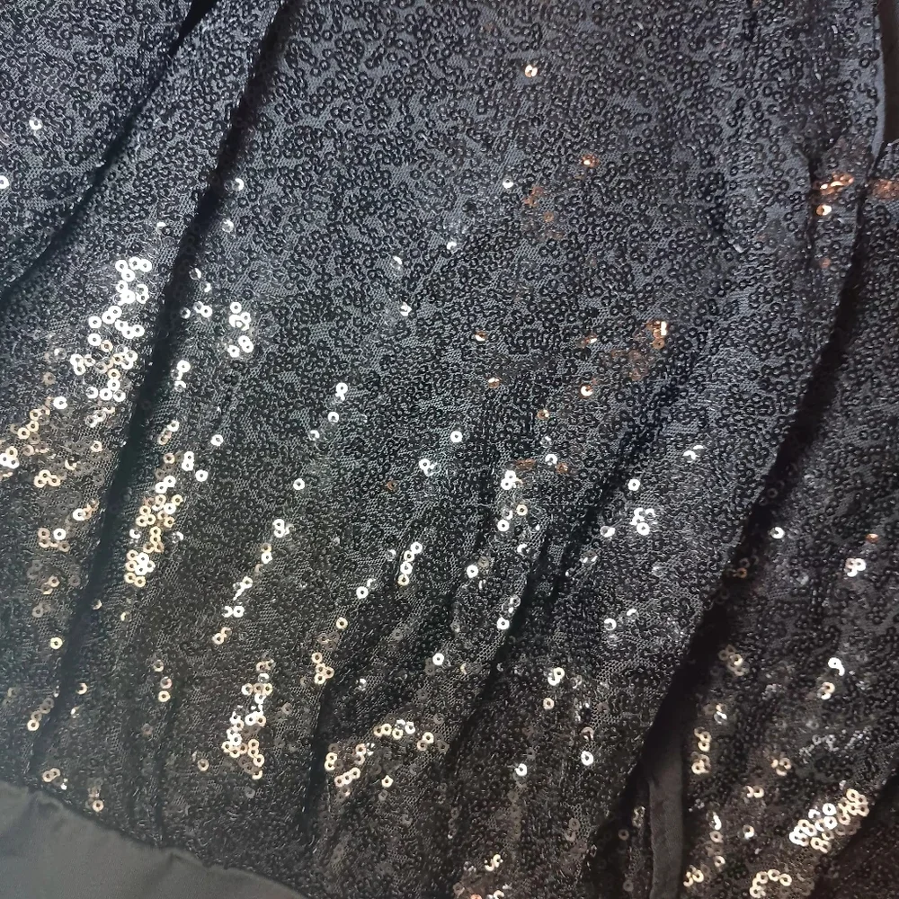 Black Sequin Wrap Bodysuit - Picture 8 of 14
